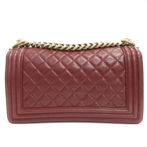 Rise-on CHANEL Boy Lamb Skin bordeaux Leather Shoulder Bag #1837